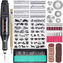 Trousse à Outils de Gravure Filaire Polyvalent, Outil Rotatif Graver pour Bricolage Bijoux, Verre, Bois, Métal, Plastique, Pierre