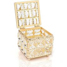 Trousse de maquillage en cristal, boîte de rangement de maquillage, boîte de rangement de coton, boîte de coton avec couvercle, pour coton