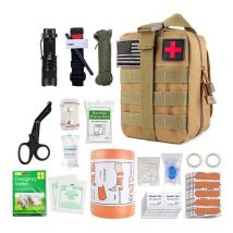 Promotion Trousse de secours complète militaire tactique Assemblée En france normes CE+petite trousse+bandoulière+tire tique+bracelet survie-Conçue
