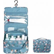 Trousse de toilette imperméable et pliable pour femme, trousse de toilette multifonction portable, envoyer un joli petit sac (bleu marguerite)