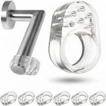 Butoirs de poignée de porte, 6 pcs, Empêche les marques sur les murs, Transparent, Ouverture ø 18 mm, En silicone souple + élastique, Butée de
