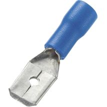 Tru Components 745424 Spina Piatta Larghezza Spina: 6.4 Mm Spessore Spina: 0.8 Mm 180 ° Parzialmente Isolato Blu 100 Pz