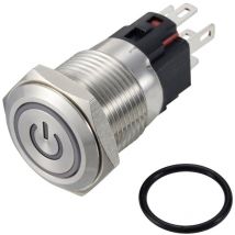 TC-12647384 Pulsante 250 v/ac 3 a 1x Off / (On) IP65 Rosso Momentaneo Acciaio inox 1 pz. - Tru Components