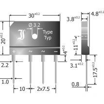 Tru Components - TC-GBI25J Brückengleichrichter SIL-4 600 v 25 a Einphasig