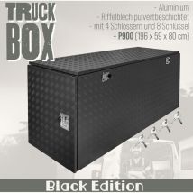 Truckbox Werkzeugbox Werkzeugkiste Schwarz Anhängerbox Alubox Deichselbox P900 Aluminium Trucky