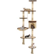 Arbre À Chat, Arbre De Grattage Jeu Chats, Maison Pour Chat En Sisal Montage Mural 194 Cm Beige Et Marron Lkowf22310