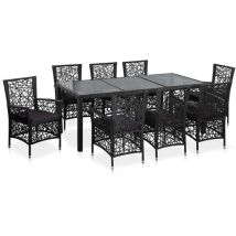 Salon De Jardin 9 Pcs - Mobilier De Jardin - Mobilier À Dîner D'Extérieur Résine Tressée Noir Chic-513218