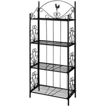 Support à plantes noir – 4 niveaux – Acier durable – 61,5 x 33 x 153 cm – Porte plantes et étagère à plantes