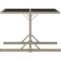 True Deal - inlife Table de jardin Beige 110x53x72 cm Verre et résine tressée
