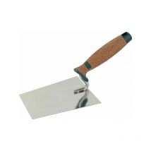 Truelle de platrier en inox avec - col cygne - manche liège 180 mm