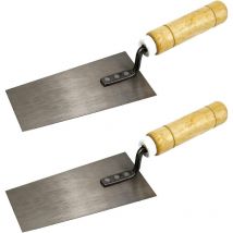 ZVD - Truelle trapézoïdale en acier inoxydable avec manche en bois - Indispensable pour le plâtrage