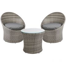 Rattan Effect Egg Chair & Table Bistro Set - Outdoor Patio Garden Furniture - Charcoal