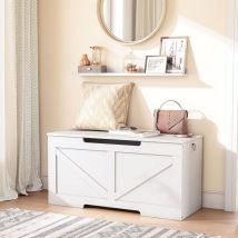 Truhen, Sitzbank mit Stauraum, Spielzeugkiste mit Deckel, Truhenbank, aufbewahrungsbox, 2 Ringen, 100cm, Robust, Stabil, für Kinder, Flur, Wohnzimmer