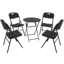 Balkonmöbel Gartenmöbel Campingmöbel Bistrotisch und 4 Stühle grau Ø 60 cm