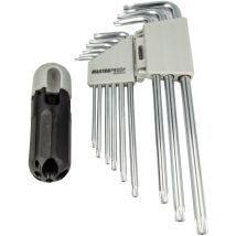 MASTERPROOF PROFESSIONAL TRX Stiftschlüsselsatz 9-tlg. T10 15 20 25 27 30 40 45 50 mit T-Halter, Chrom Vanadium