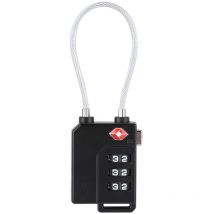 Tsa-zugelassener 3-stelliger Zahlenschloss-tresor Aus Stahlseil Für Reisekoffer (schwarz)