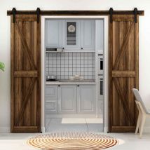 Tsmst - Kit porte coulissante avec amortisseur, fixation sur côté porte, Double Porte 457CM