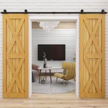 Tsmst - Kit porte coulissante avec amortisseur, fixation sur chante de porte, Double Porte 228CM