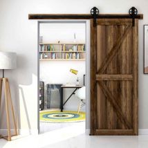 TSMST Rail de porte coulissante avec amortisseur, fixation sur côté de porte , avec Grandes Roues, Porte Simple 170CM