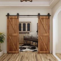 Tsmst - Kit porte coulissante avec amortisseur, fixation sur côté de porte , avec Roues, Double Porte 335CM