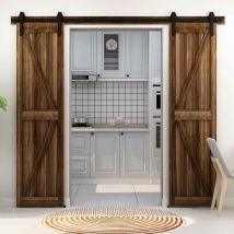 Tsmst - Kit porte coulissante avec amortisseur, fixation sur côté porte, Double Porte 244CM