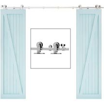 Tsmst - Rail De Porte Coulissante En Acier Inoxydable Avec Amortisseur, Fixation Sur Chant De Porte, Double Porte 183cm,portes Non Incluses