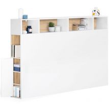 Idmarket - Tête de lit sur pied cleo 165 cm avec rangements fermés et niches blanc et façon hêtre