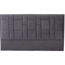 Vente-unique - Tête de lit hermine - 140 cm - Velours - Gris foncé