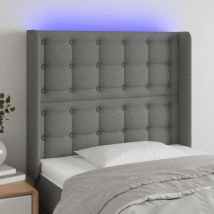 Tête de lit à led Gris foncé 93x16x118/128 cm Tissu Vidaxl