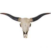 Décoshop26 - Tête de taureau décoration murale 75cm trophée longhorn en polyrésine intérieur/extérieur naturel 040002852