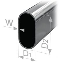 P&g - Tube d'armoire ovale soudé sans soudure, acier chromé, hauteur du tube 30 mm, largeur du tube 15 mm, épaisseur de la paroi 1 mm 2000 mm pg