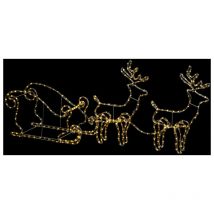 Traineau de Noël avec rennes lumineux blanc chaud