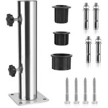 Beijiyi - Tube Parasol, Pied de Parasol, Support Parasol en Acier Inoxydable Réglable avec 3 Anneaux de Réduction en pvc (32/38/48mm), Pied pour