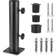 Coocheer - Tube de parasol, pied de parasol, support de parasol réglable en acier inoxydable avec 3 anneaux réducteurs en pvc (32/38/48 mm), pied de