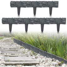 30 pièces Bordure de pelouse Effet Pierre bordure de parterre plastique pour jardin 7.5m Anthracite - Tubiaz