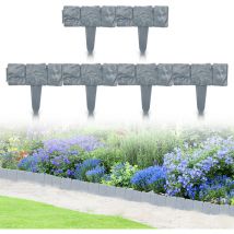 60 pièces Bordure de pelouse Effet Pierre bordure de parterre plastique pour jardin 15m Gris - Tubiaz