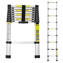 2,6m Échelle Télescopique Alu argenté Portable Echelle Multi-Fonction en Aluminium, Capacité 150 Kg ,9 Echelons - Tubiaz