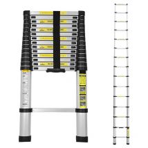 4,4m Échelle Télescopique Alu argenté Portable Echelle Multi-Fonction en Aluminium, Capacité 150 Kg ,15 Echelons - Tubiaz