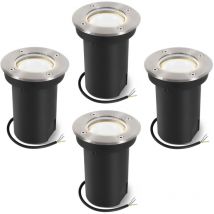 4x 3W Lumières enterrées Pivotant lampe de paysage enterré à led Blanc neutre - Argent Boîtier, éclairage extérieur - Tubiaz