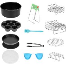 Accessoires pour friteuse à air chaud, set de 12 pièces, support pour friteuse à air chaud, 100 feuilles de papier, brosse en silicone,8 pouces