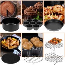 Accessoires pour friteuse à air chaud, set de 12 pièces, support pour friteuse à air chaud, 100 feuilles de papier, brosse en silicone,7 pouces