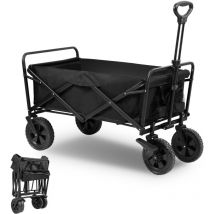 Chariot de Jardin Pliable Chariot de Transport de Plage 96 l avec Roues Tout Terrain Chariot Sport Robuste Noir - Tubiaz