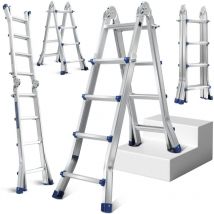 Echelle télescopique 4x4 nombre de marches argent échelle multifonctionnelle 3 en 1 échelle pliante aluminium 402cm - Tubiaz