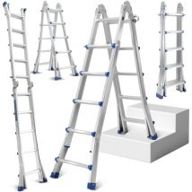 Echelle télescopique 4x5 nombre de marches Argent échelle multifonctionnelle 3 en 1 échelle pliante aluminium 513cm - Tubiaz