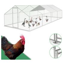 Enclos poulailler Enclos extérieur Acier galvanisé avec grillagé und Auvent cage pour animaux Poulailler pour lapin 3 x 8 x 2 m - Tubiaz