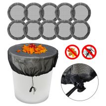 Tubiaz - Filet pour tonneau de pluie 10pcs housse pour tonneau 95 cm avec Réglable cordon de serrage Polyester Filet pour Baril de Pluie Noire