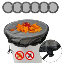 Tubiaz - Filet pour tonneau de pluie 6pcs housse pour tonneau 95 cm avec Réglable cordon de serrage Polyester Filet pour Baril de Pluie Noire