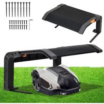 Tubiaz - Garage de tondeuse Toit rabattable 72x56x36 cm Toit gris noir Cadre en acier noir Garage pour tondeuse Protection extérieure