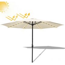 Tubiaz Parasol de jardin rond,protection UV jusqu'à UV30+,acve support et LED,350cm,Beige