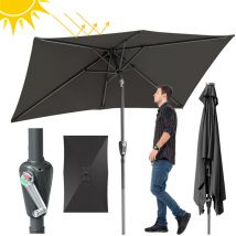Parasol Droit jardin avec protection uv et fonction inclinable Ø300x200cm Gris - Tubiaz